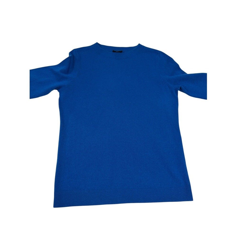 NWT Talbots Petite 100% Cashmere Blue Crew Neck Pullover Sweater PM ECU - Picture 3 of 11